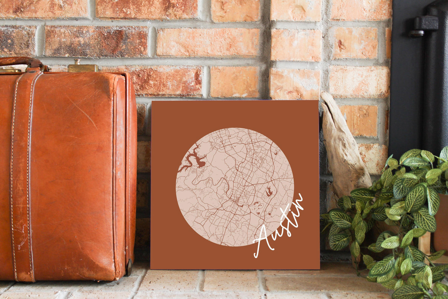 Modern Minimalist Texas Austin Circle Map | Wood Sign | Eaches | Min 2