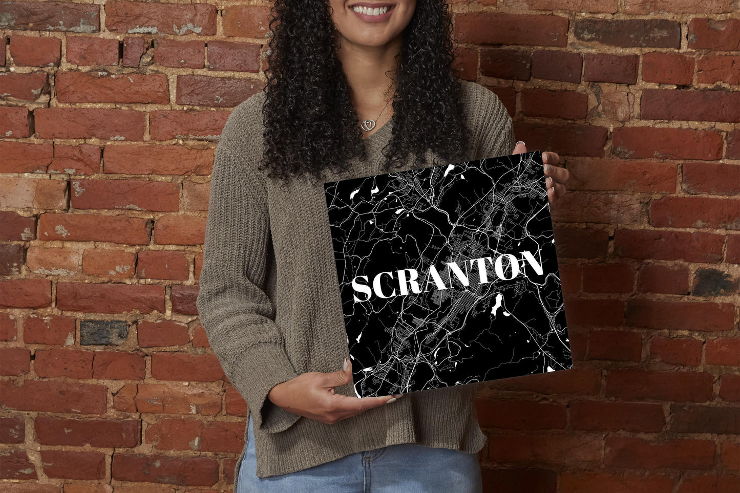 Minimalistic B&W Pennsylvania Scranton Map | Wood Sign | Eaches | Min 2