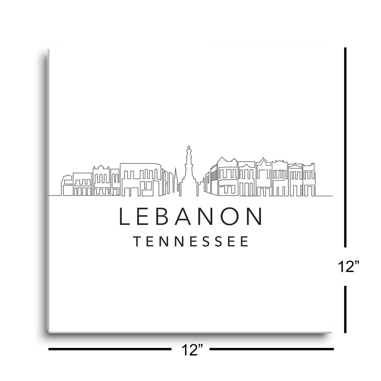 Minimalist B&W Tennessee Lebanon Skyline | Hi-Def Glass Art | Eaches | Min 1