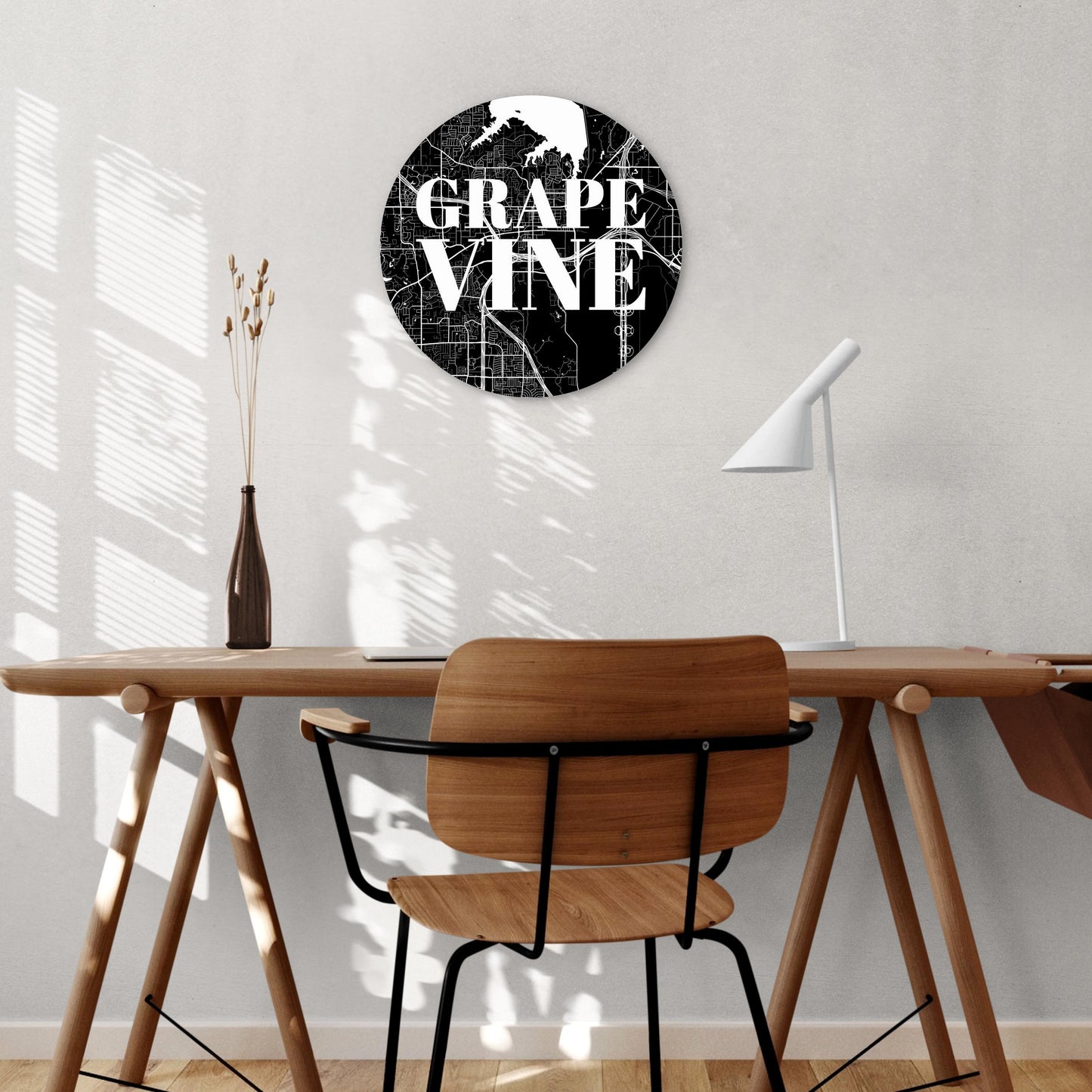 Minimalistic B&W Texas Grapevine Map | Wood Sign | Eaches | Min 1