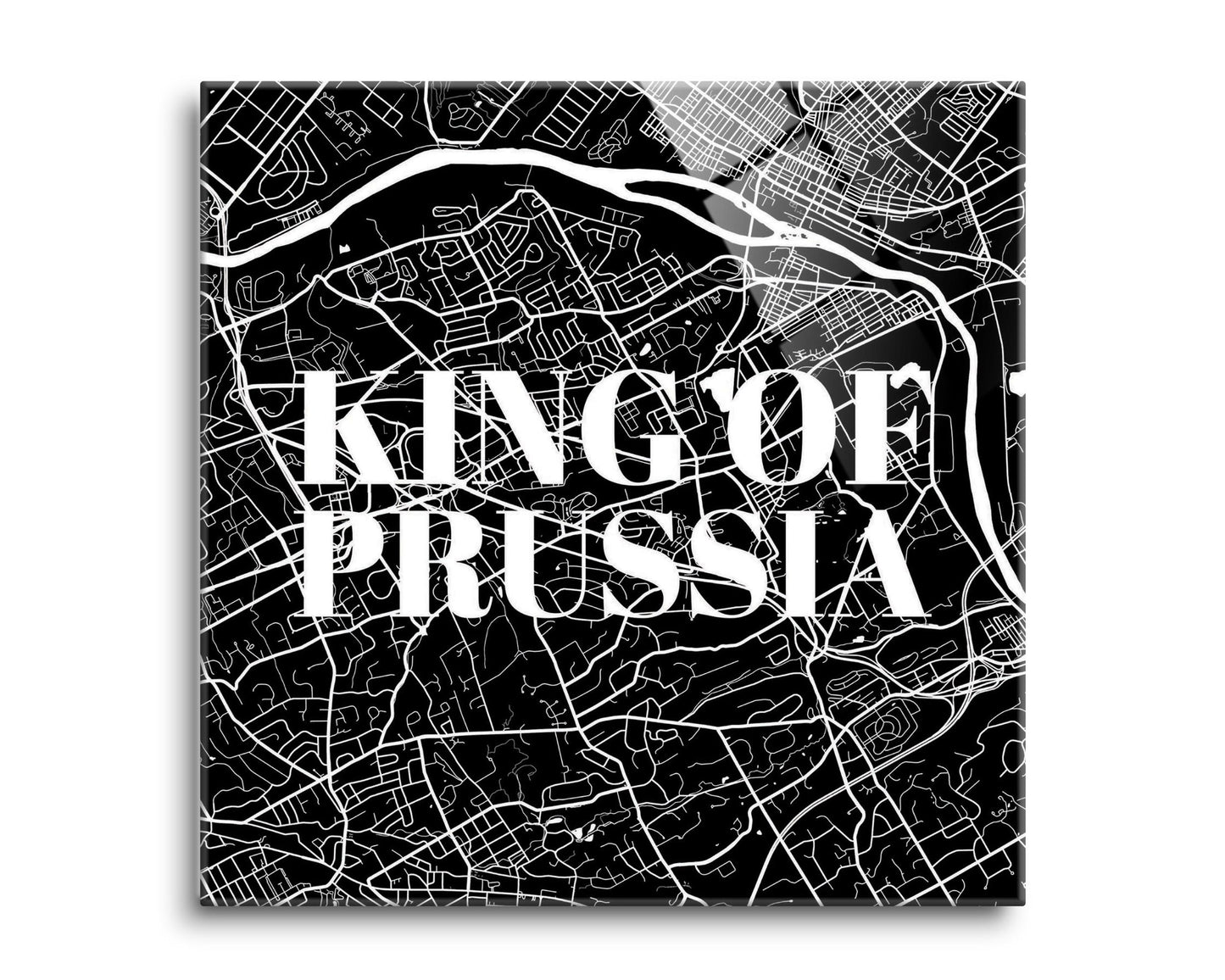 Minimalistic B&W Pennsylvania King Of Prussia Map | Hi-Def Glass Art | Eaches | Min 2