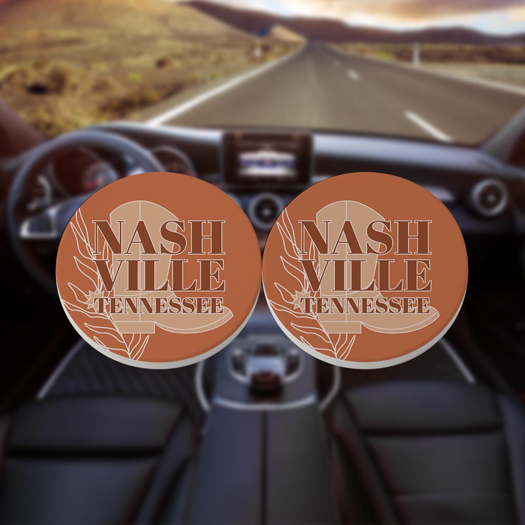 Modern Minimalist Tennessee Nashville Boot | Absorbent Car Coasters | Set of 2 | Min 4