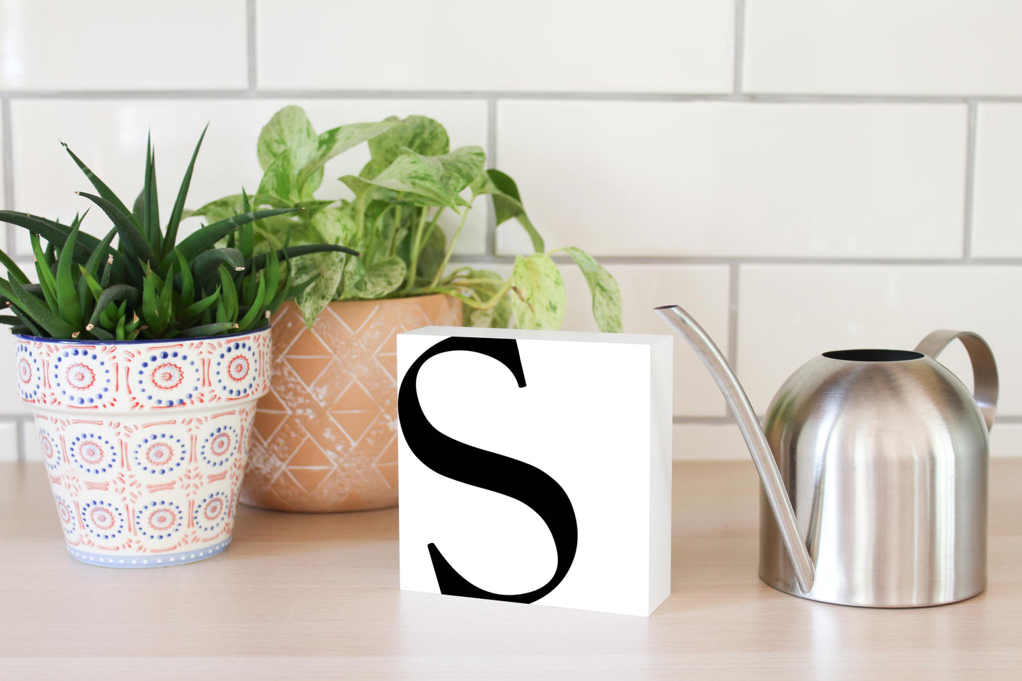 Minimal Monogram S| Wood Block | Eaches | Min 4