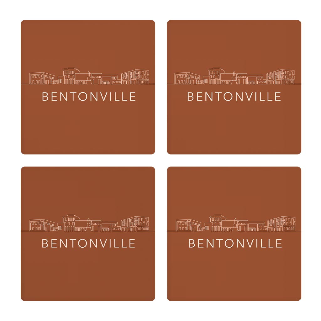 Modern Minimalist Arkansas Bentonville Skyline | Absorbent Coasters | Set of 4 | Min 2