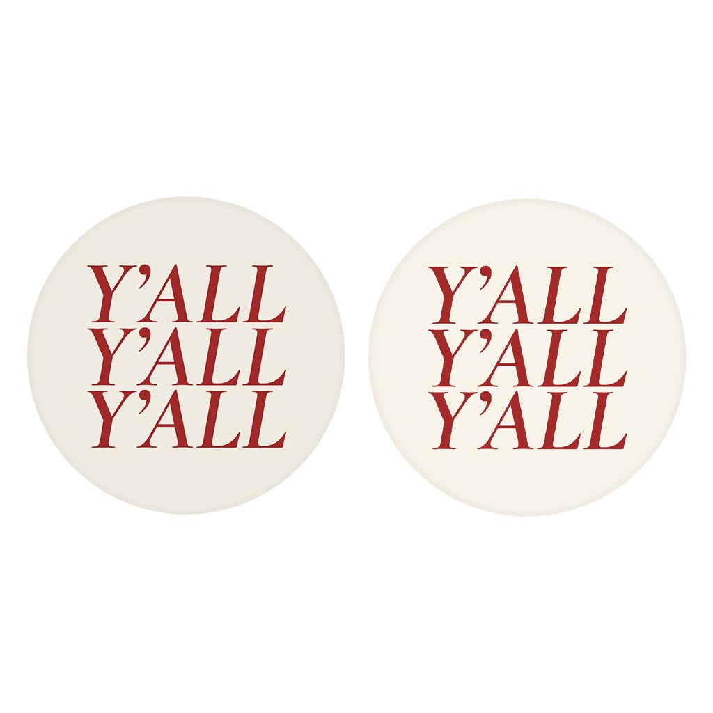 Modern Minimalist Texas Colors Yall| Absorbent Car Coasters | Set of 2 | Min 4