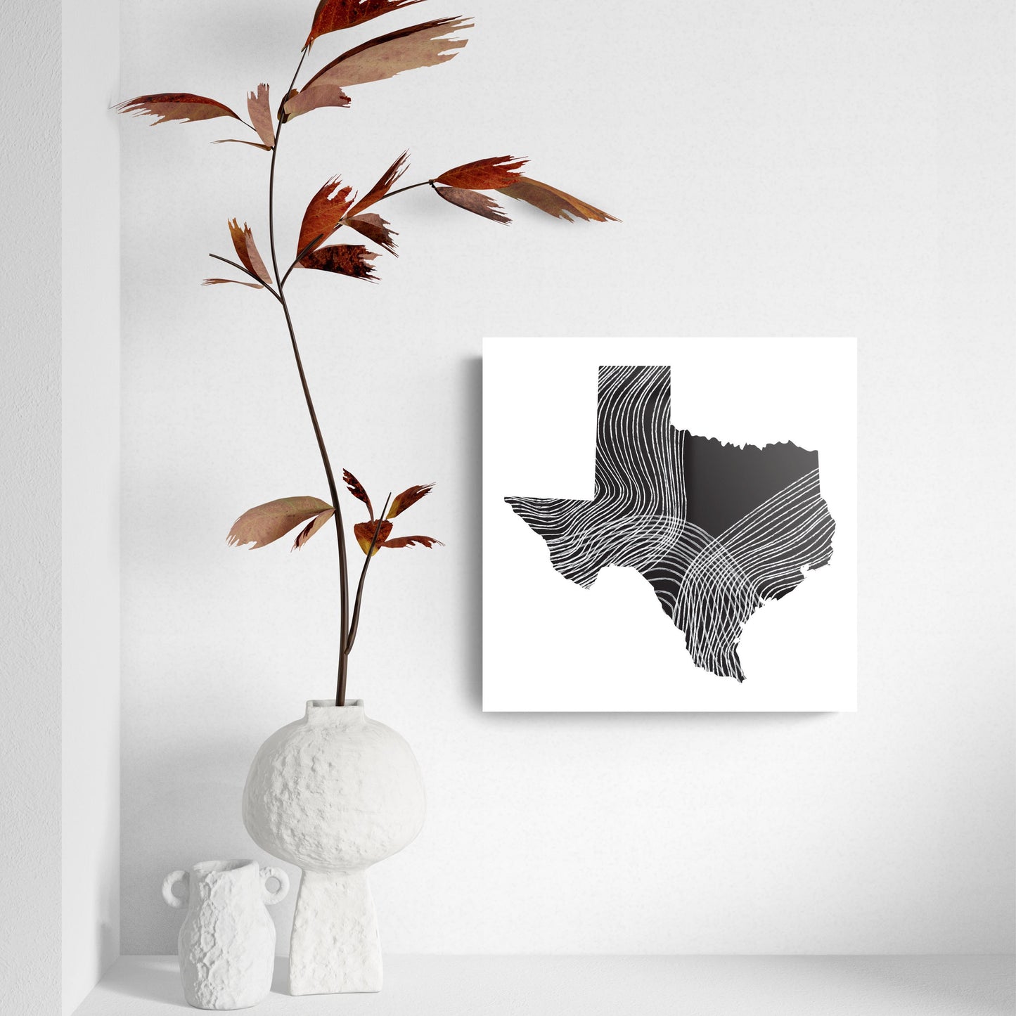 Modern Texas State Shape With Fluid Lines | Hi-Def Glass Art | Eaches | Min 2