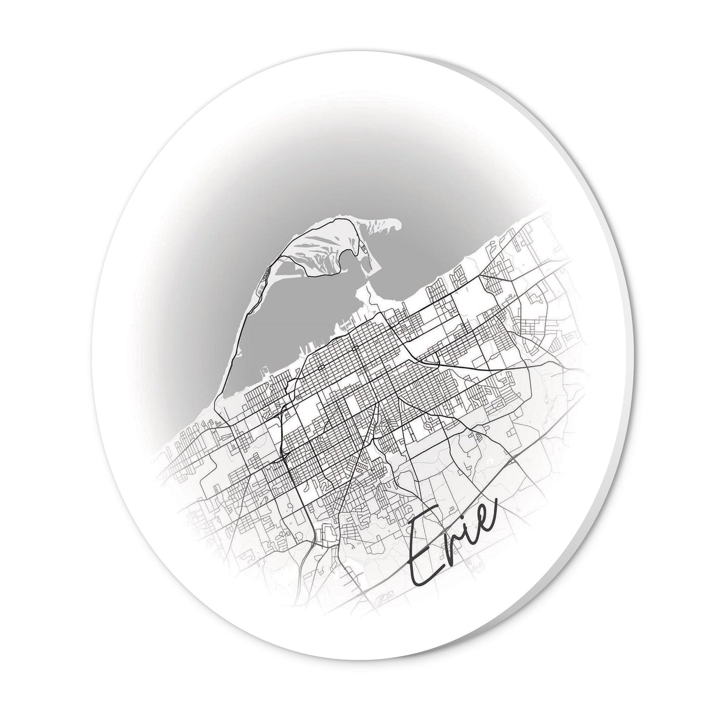 Minimalistic B&W Pennsylvania Erie Circle Map | Wood Sign | Eaches | Min 1