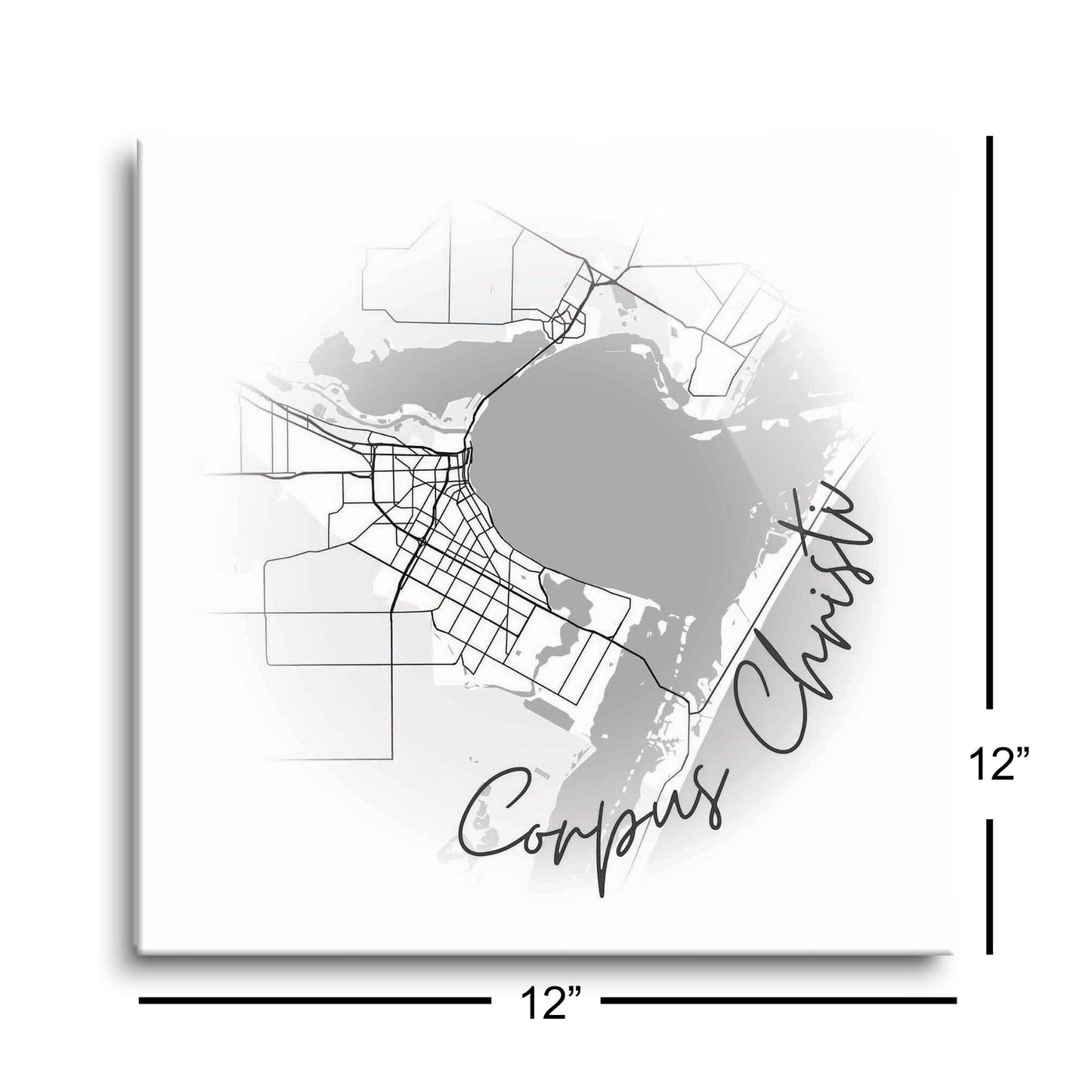 Minimalistic B&W Texas Corpus Christi Circle Map | Hi-Def Glass Art | Eaches | Min 1