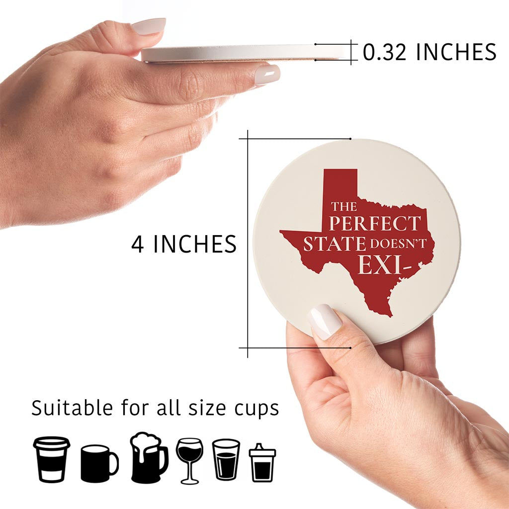 Modern Minimalist Texas Colors Perfect State | Absorbent Coasters | Set of 4 | Min 2
