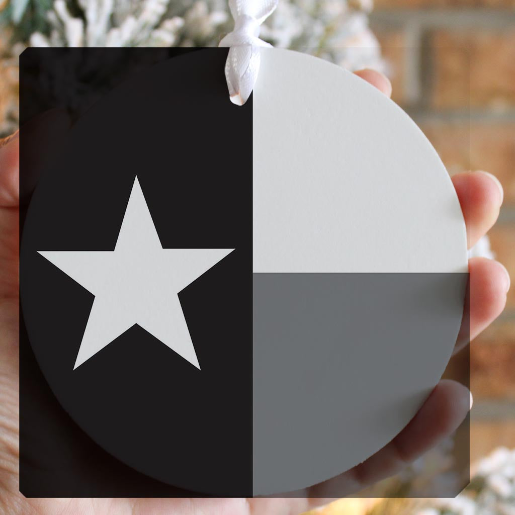 Minimalistic B&W Texas State Flag | Wood Ornament | Eaches | Min 6