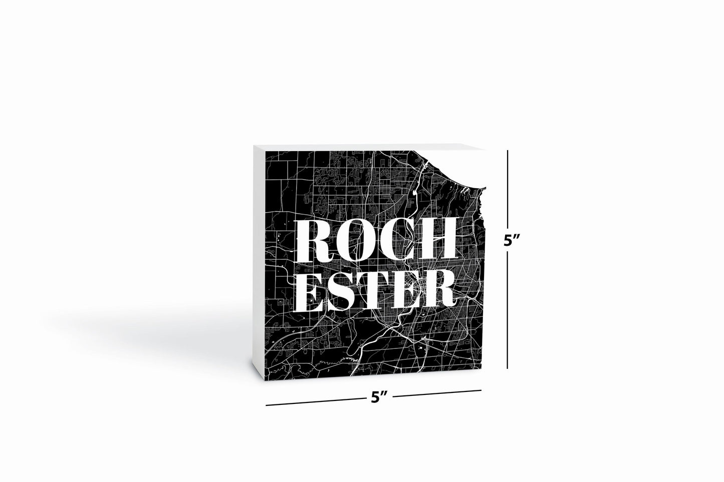 Minimalistic B&W New York Rochester Map | Wood Block | Eaches | Min 4