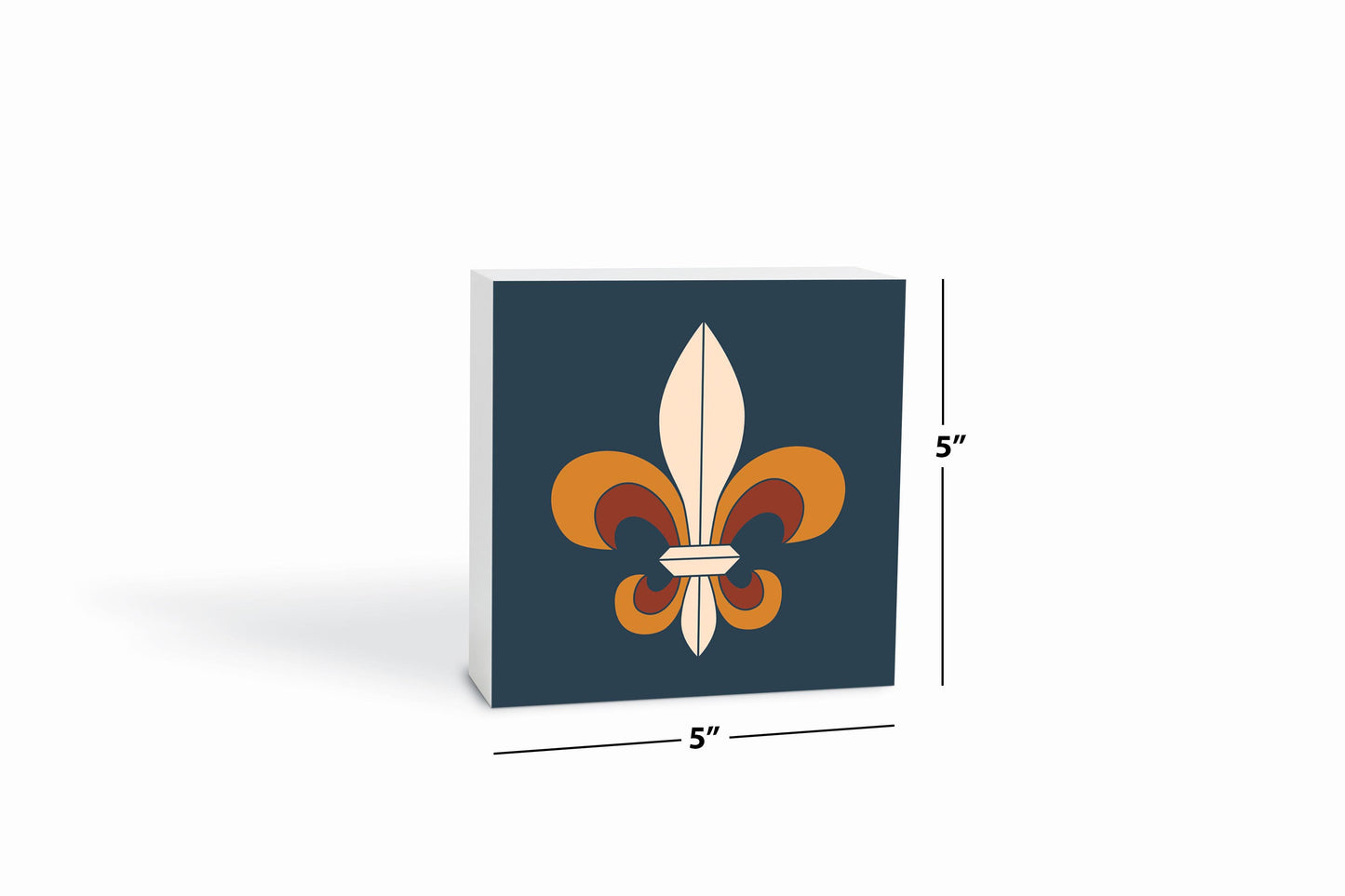 Modern Minimalist Louisiana Colorful Fleu De Lis | Wood Block | Eaches | Min 4