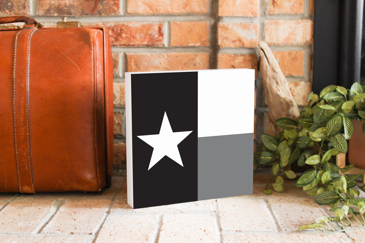 Minimalistic B&W Texas State Flag | Wood Block | Eaches | Min 2