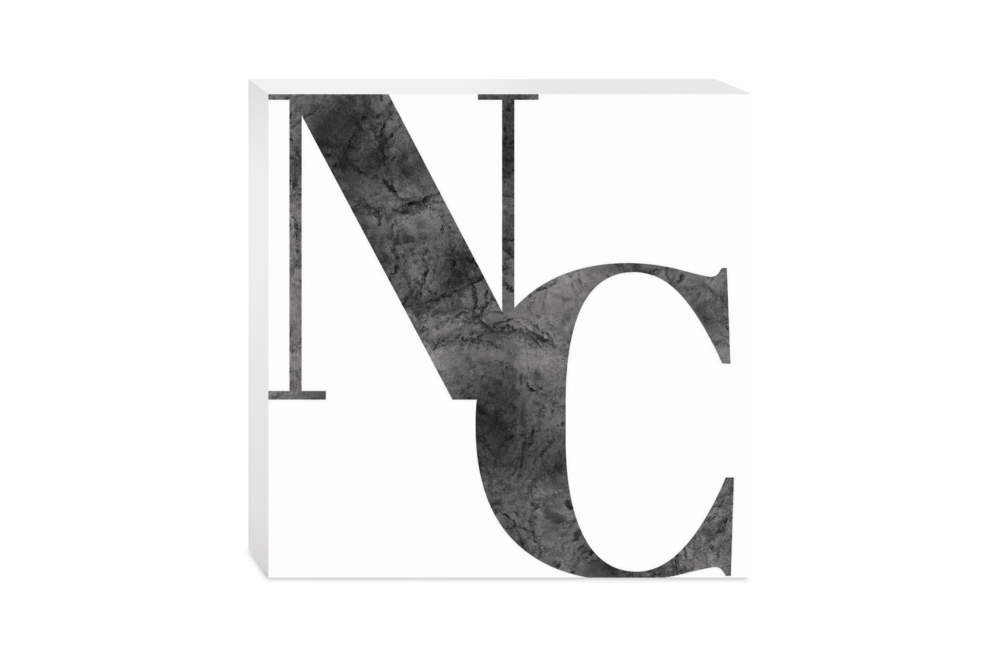 Minimalistic B&W North Carolina White Initials | Wood Block | Eaches | Min 2