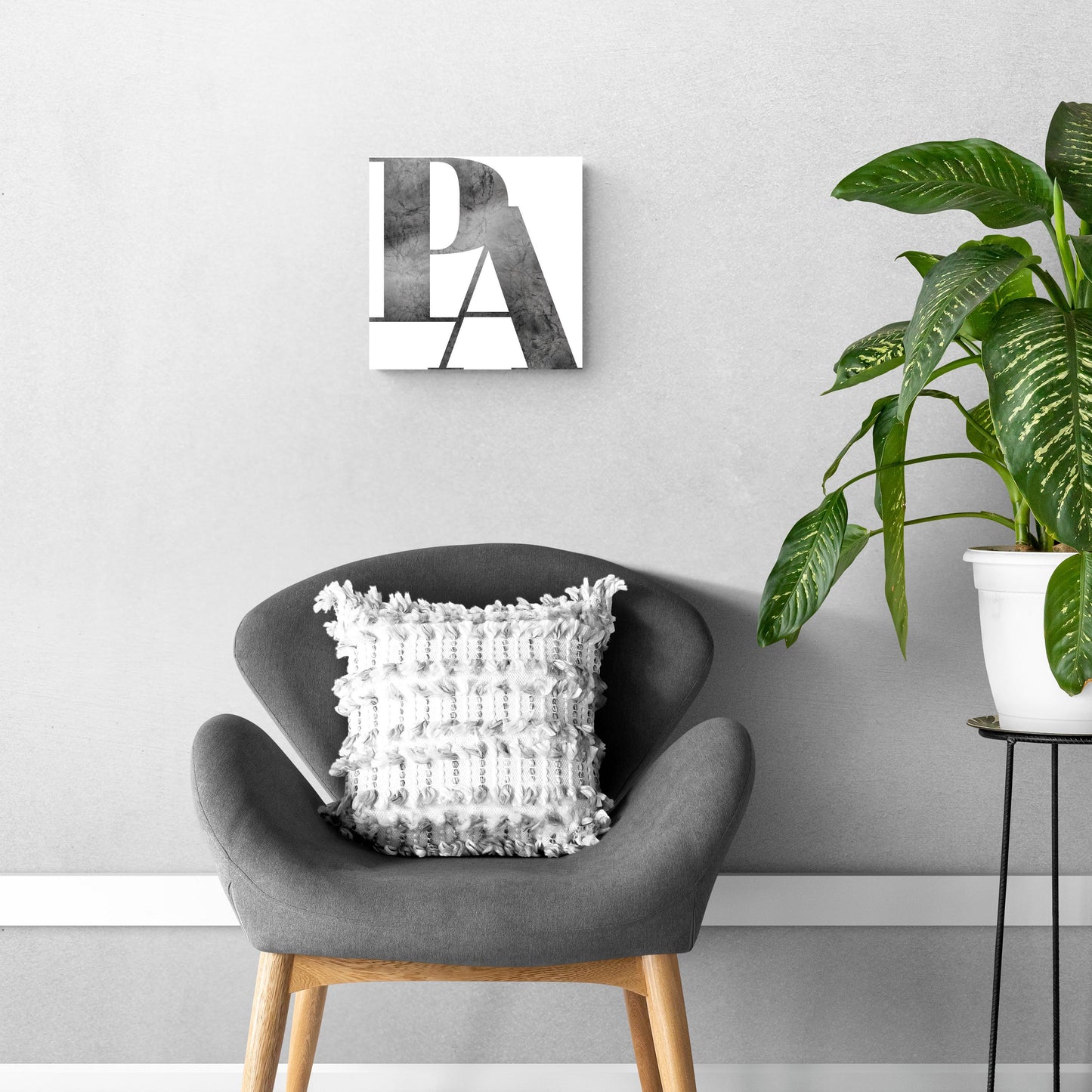 Minimalistic B&W Pennsylvania White Initials | Hi-Def Glass Art | Eaches | Min 1