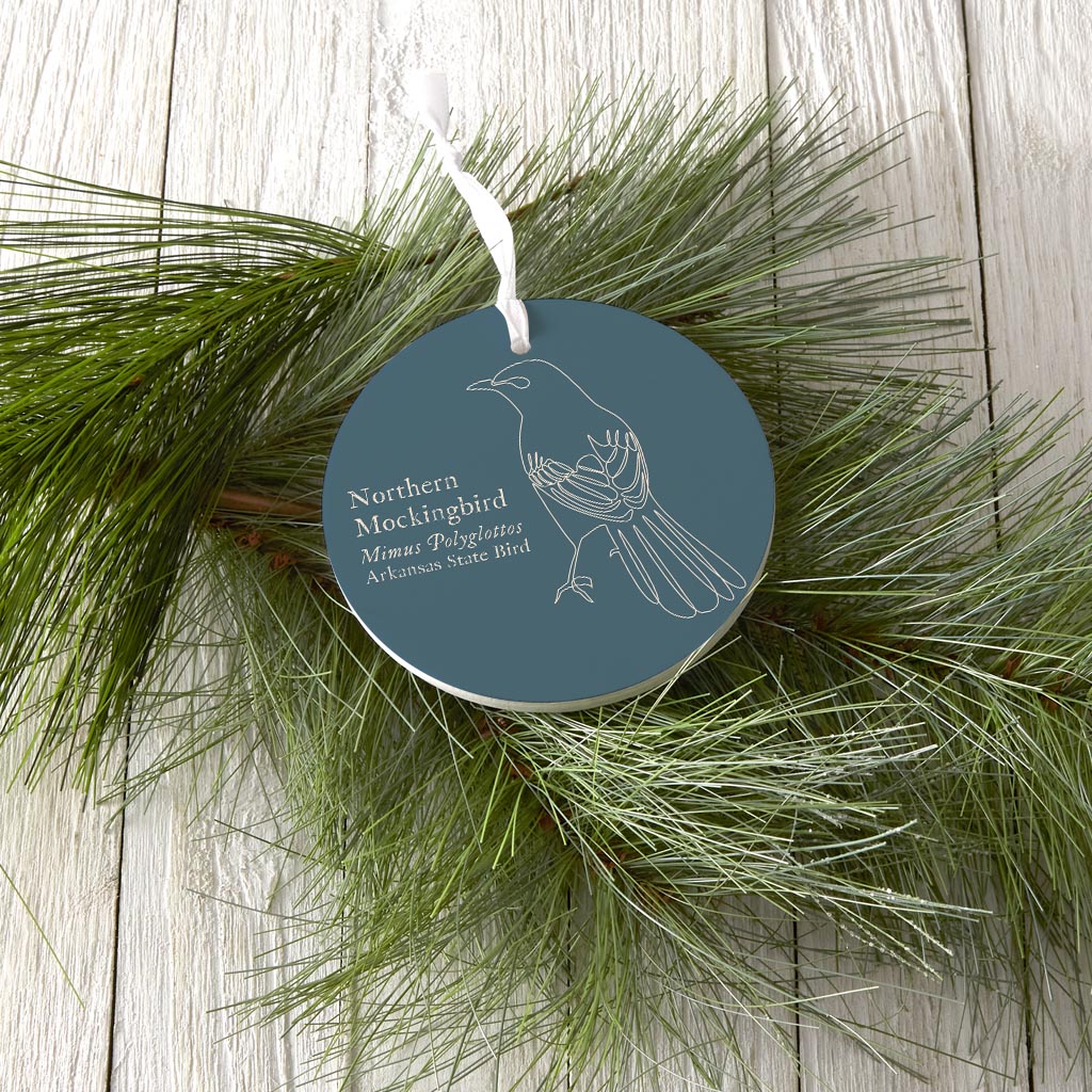 Modern Minimalist Arkansas Mockingbird| Wood Ornament | Eaches | Min 6