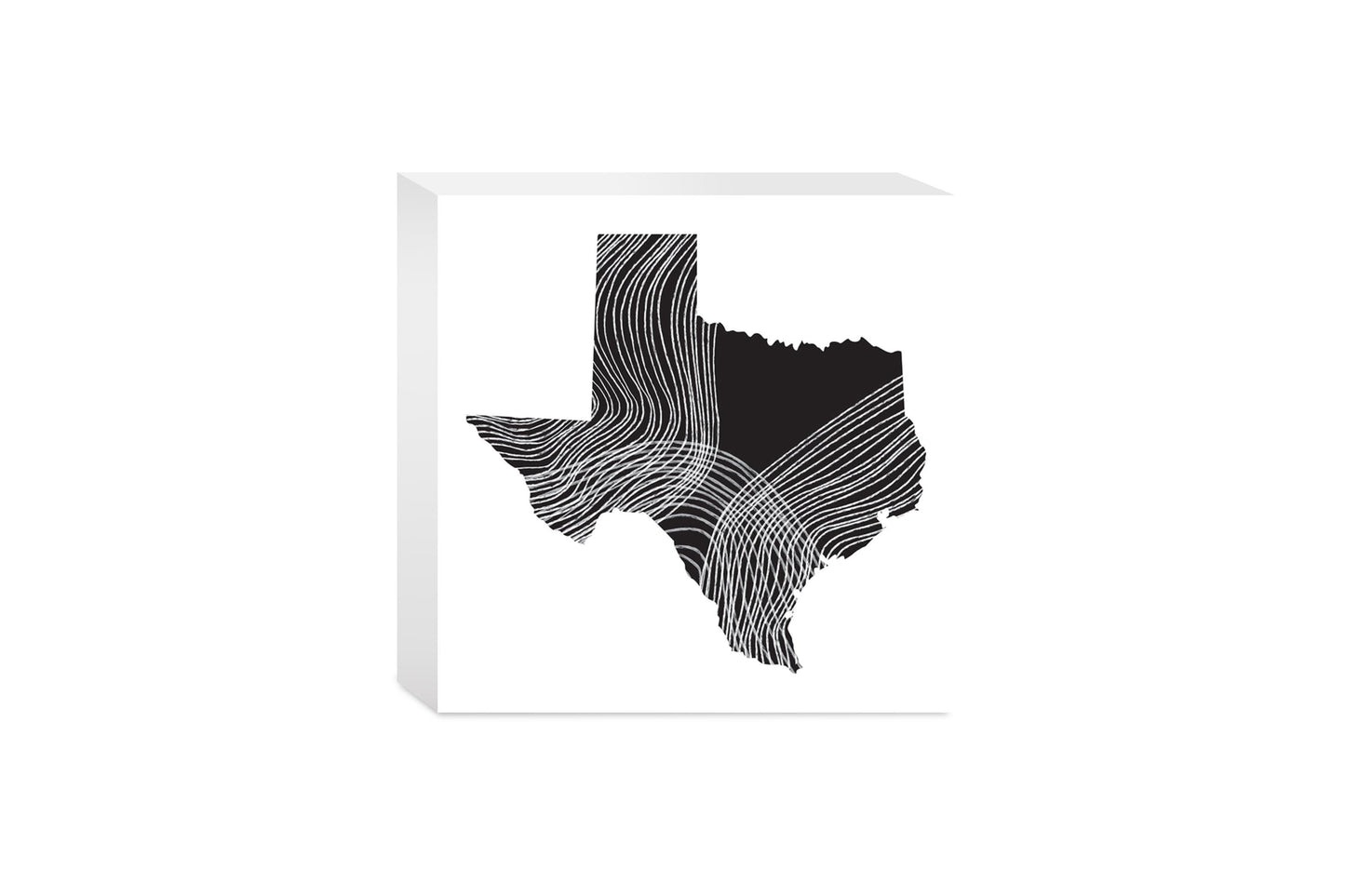 Modern Texas State Shape With Fluid Lines | Wood Block | Eaches | Min 4