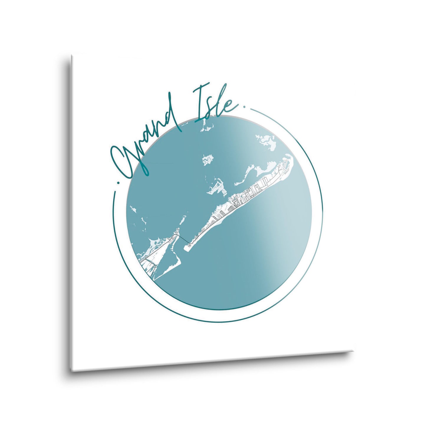 Blue White Grand Isle Circle Map | Hi-Def Glass Art | Eaches | Min 2