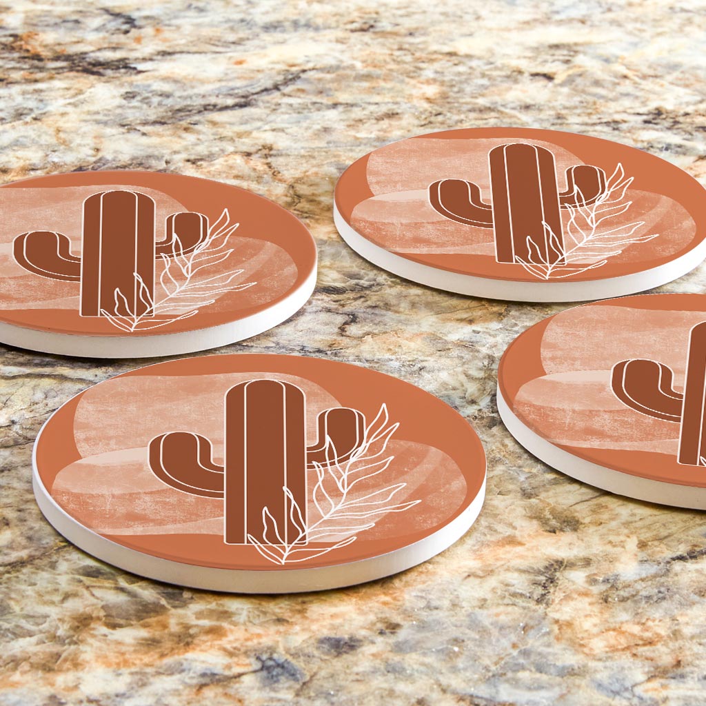 Modern Minimalist Texas Cactus | Absorbent Coasters | Set of 4 | Min 2