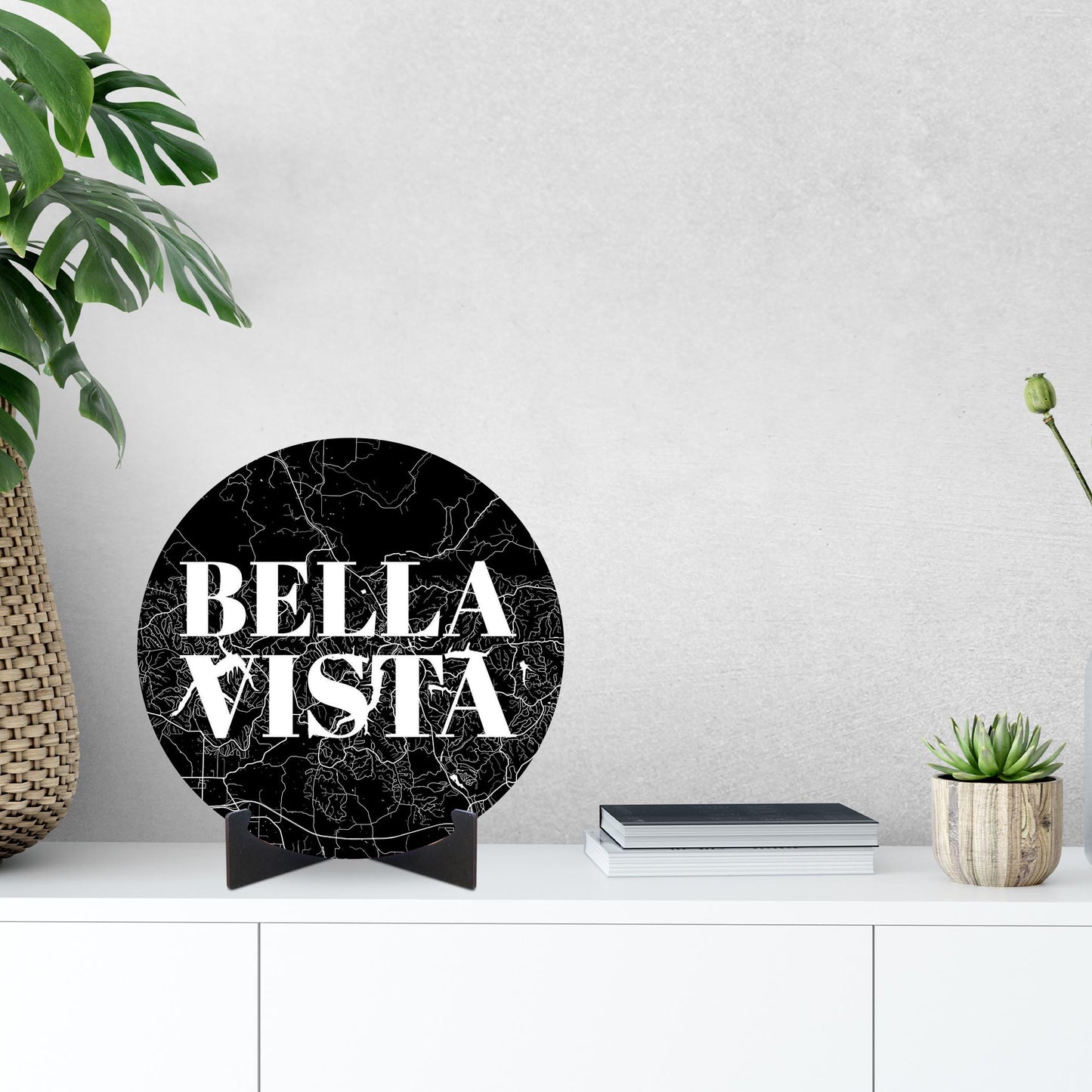 Minimalist B&W Arkansas Bella Vista Map | Wood Sign | Eaches | Min 1