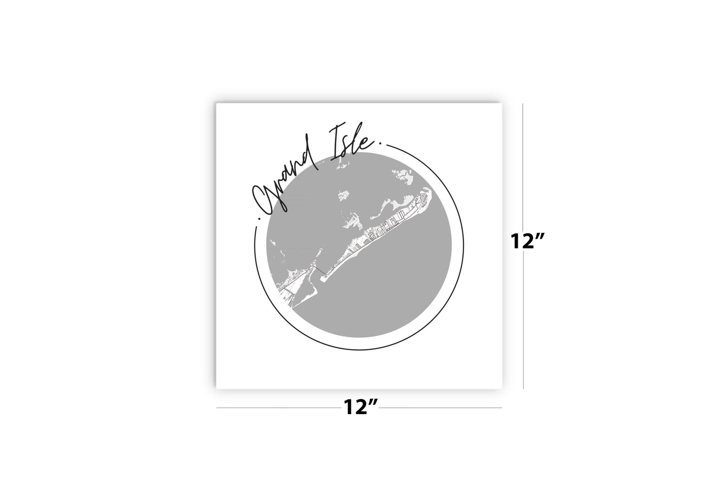 Minimalist B&W Louisiana Grand Isle Circle Map | Wood Sign | Eaches | Min 2