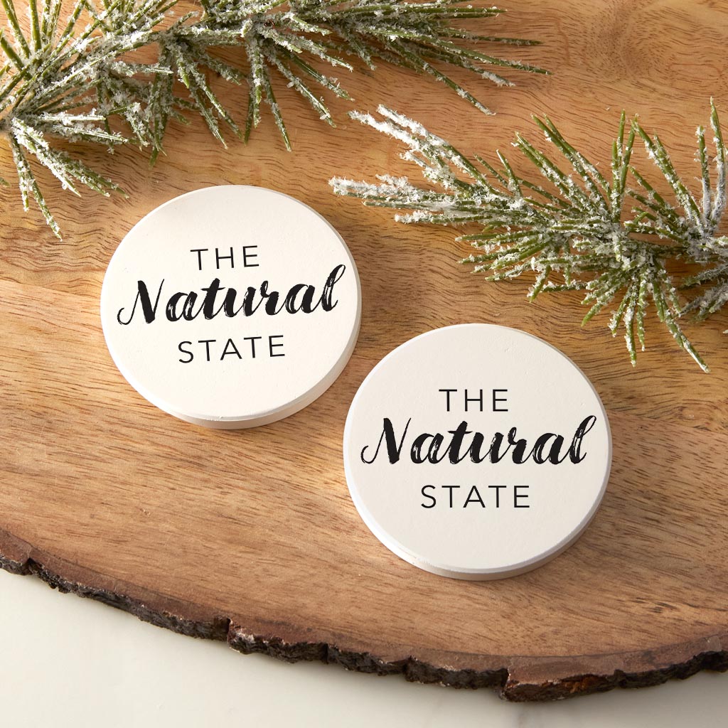 B&W Minimalist Arkansas The Natural State| Absorbent Car Coasters | Set of 2 | Min 4