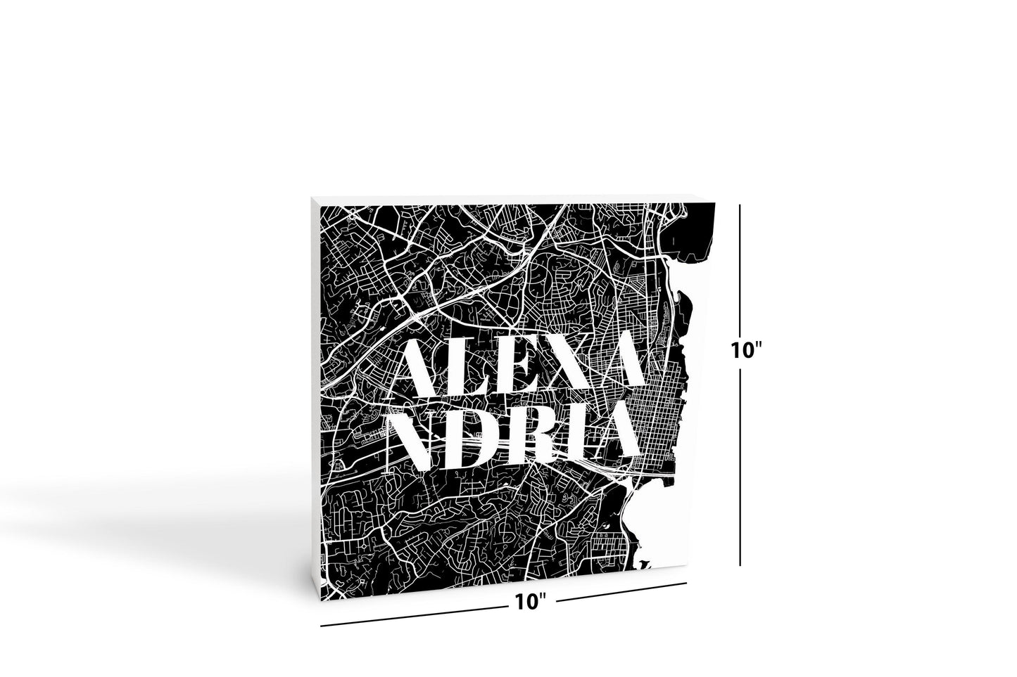 Minimalistic B&W Virginia Alexandria Map | Wood Block | Eaches | Min 2