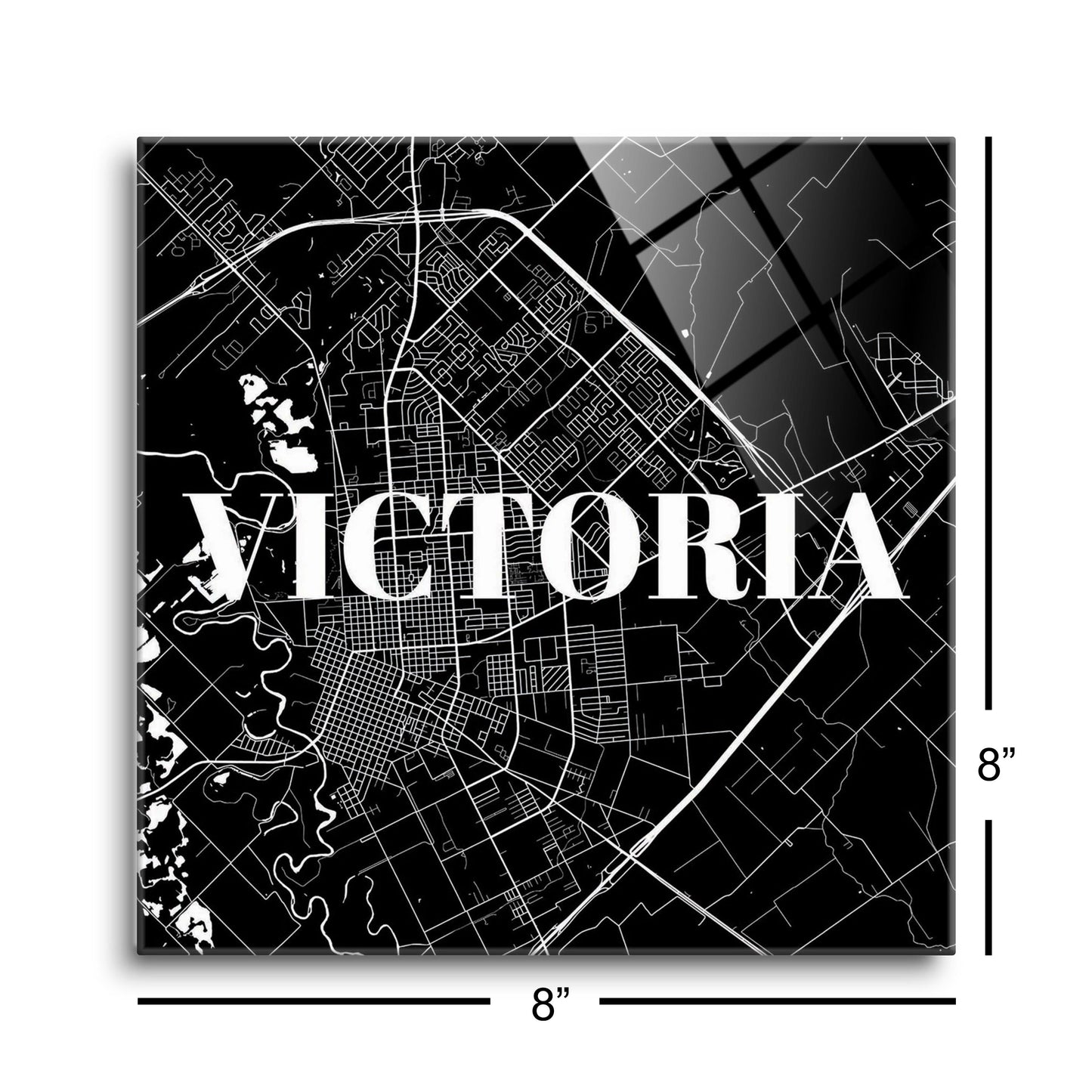 Minimalistic B&W Texas Victoria Map | Hi-Def Glass Art | Eaches | Min 2