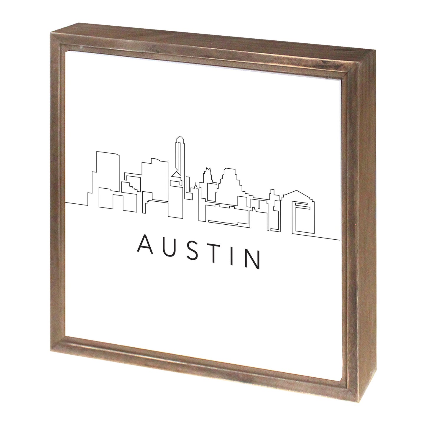 Minimalist B&W Texas Austin Skyline | Wood Sign | Eaches | Min 1