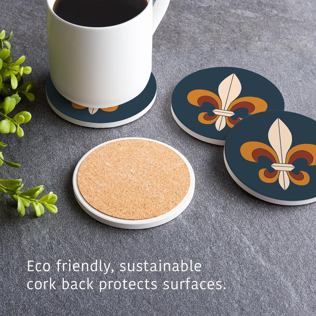 Modern Minimalist Louisiana Colorful Fleu De Lis | Absorbent Coasters | Set of 4 | Min 2