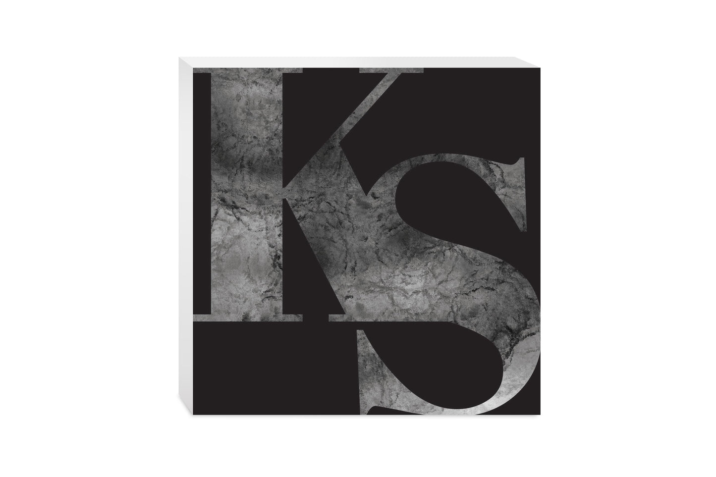 Minimalist B&W Kansas Black Initials | Wood Block | Eaches | Min 2