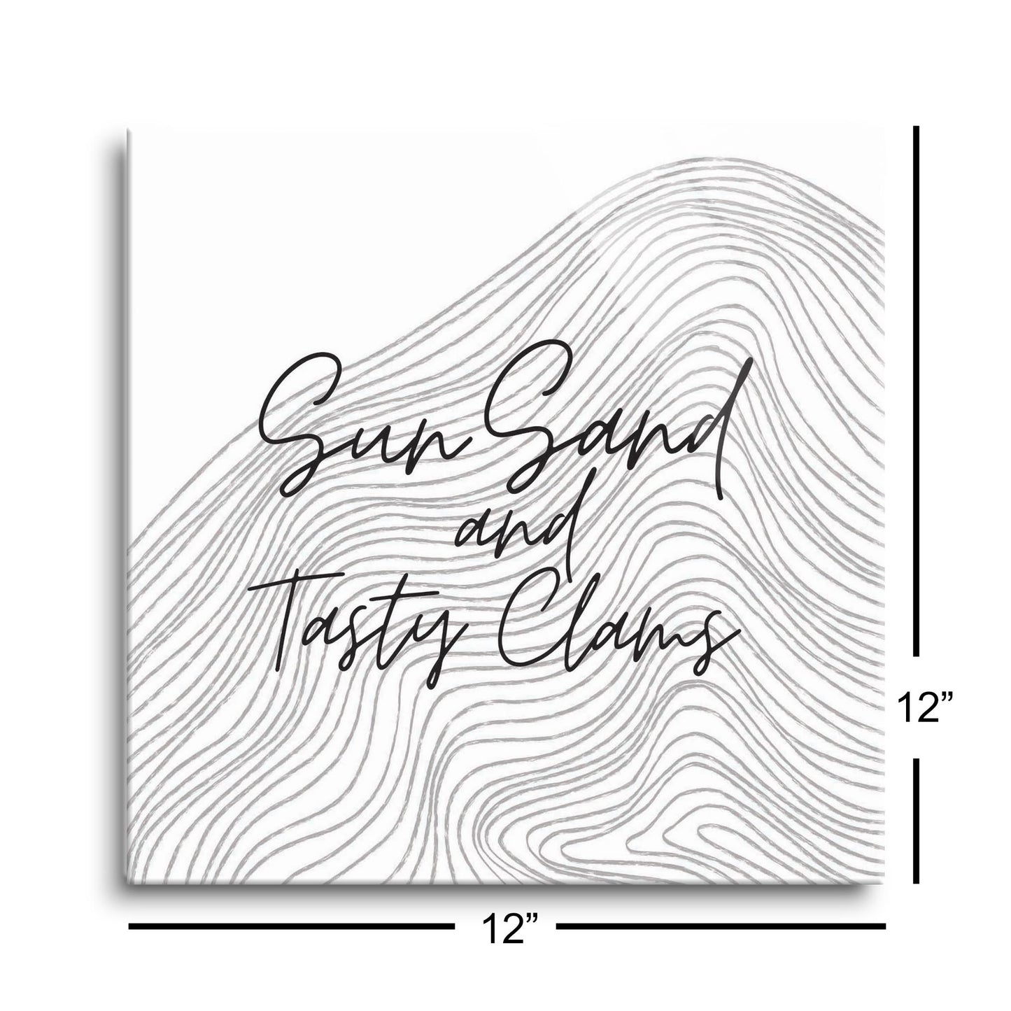 Minimalistic B&W Cape Cod Sun Sand Tasty Clams | Hi-Def Glass Art | Eaches | Min 1