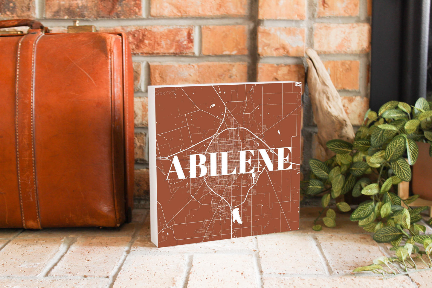 Modern Minimalist Texas Abilene Map | Wood Block | Eaches | Min 2