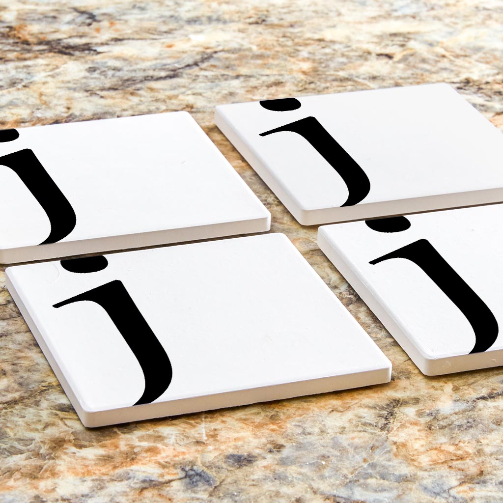 Minimal Monogram J | Absorbent Coasters | Set of 4 | Min 2