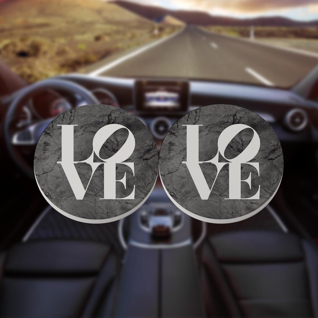 Minimalistic B&W Pennsylvania Love Dark | Absorbent Car Coasters | Set of 2 | Min 4