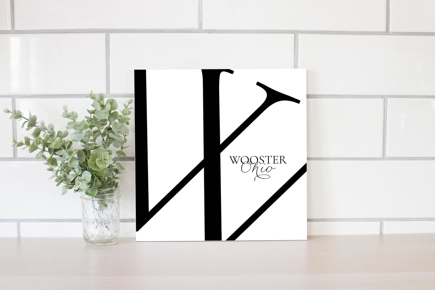 Wooster Oh Minimal Monogram| Wood Sign | Eaches | Min 2