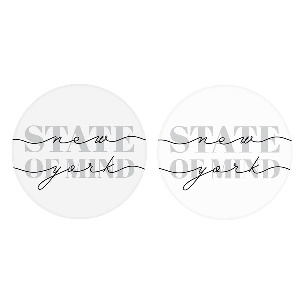 Minimalistic B&W New York Quip Ny State Of Mind | Absorbent Car Coasters | Set of 2 | Min 4