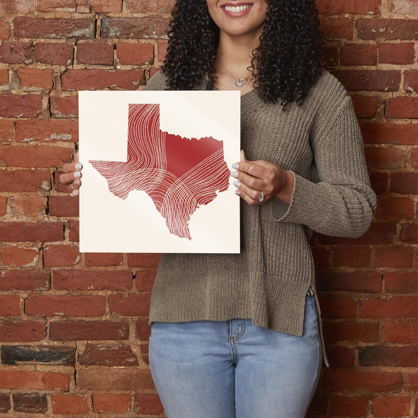 Modern Minimalist Texas Fluid Line State Shape | Hi-Def Glass Art | Eaches | Min 1