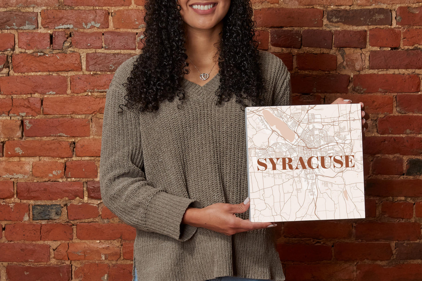 Modern Minimalist New York Syracuse Map | Wood Block | Eaches | Min 2