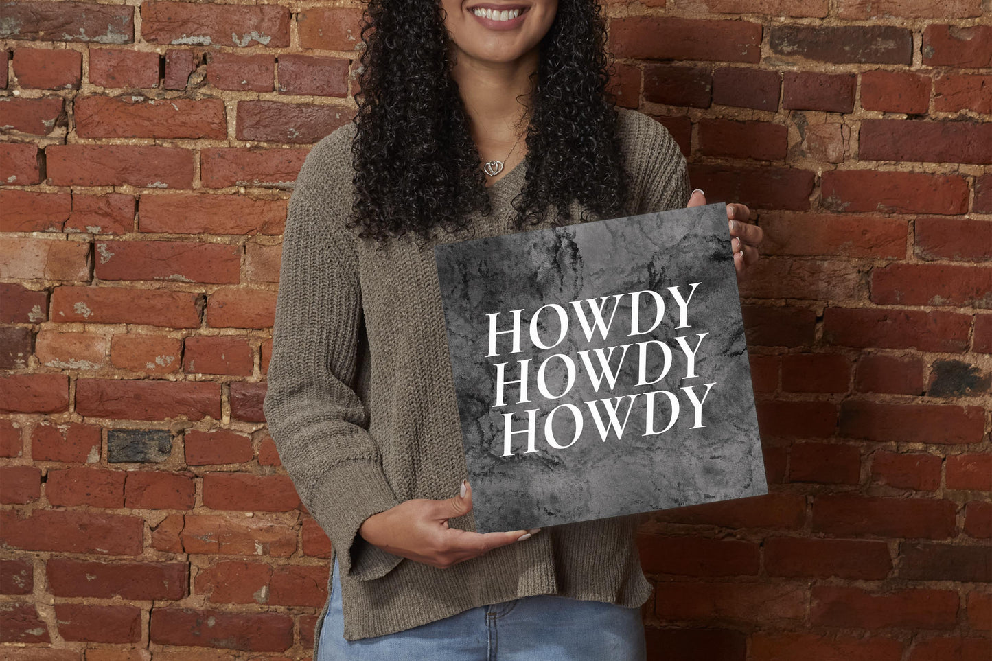 Minimalistic B&W Texas Textured Howdy | Wood Sign | Eaches | Min 2