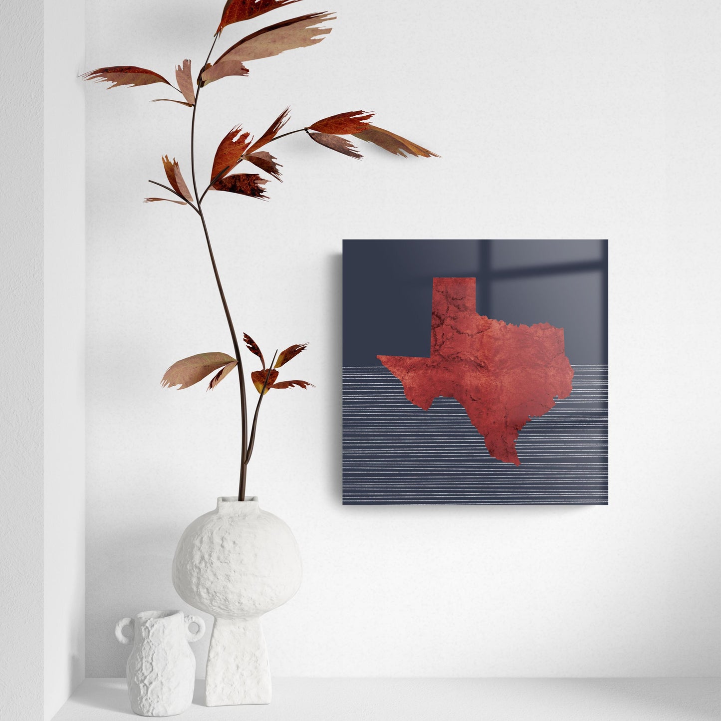 Modern Minimalist Texas Straight Line State Shape | Hi-Def Glass Art | Eaches | Min 2