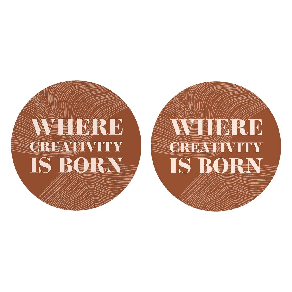 Modern Minimalist New York Creativity Is Born | Absorbent Car Coasters | Set of 2 | Min 4