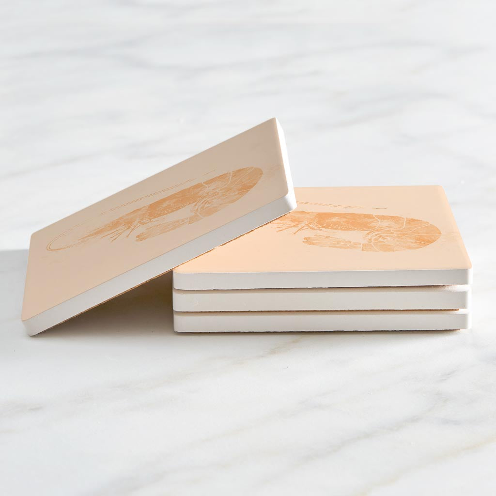 Louisiana Colorful Water Color Shrimp| Absorbent Coasters | Set of 4 | Min 2
