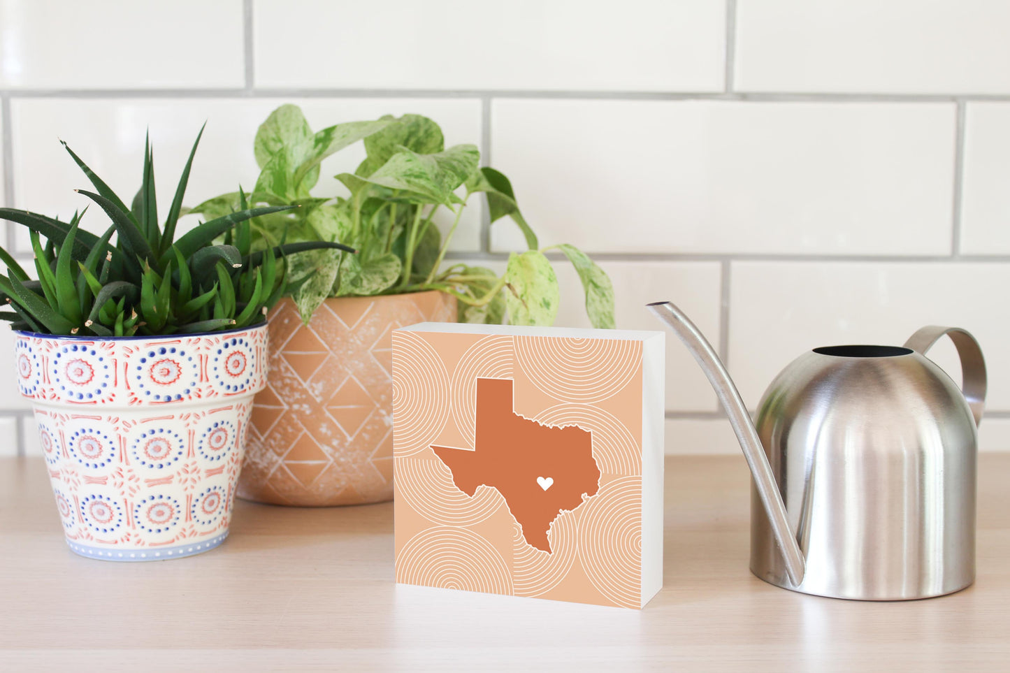 Modern Minimalist Texas Austin Heart | Wood Block | Eaches | Min 4