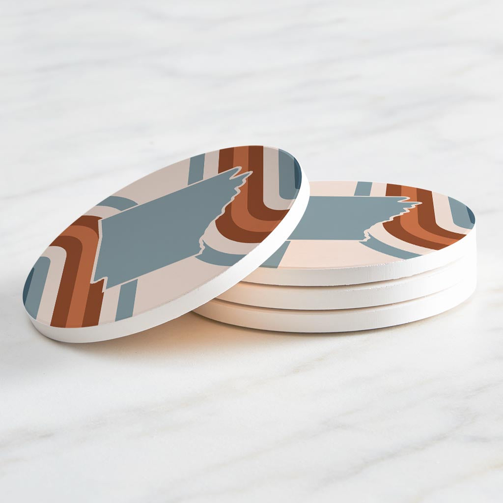 Modern Minimalist Arkansas Retro State Shape | Absorbent Coasters | Set of 4 | Min 2