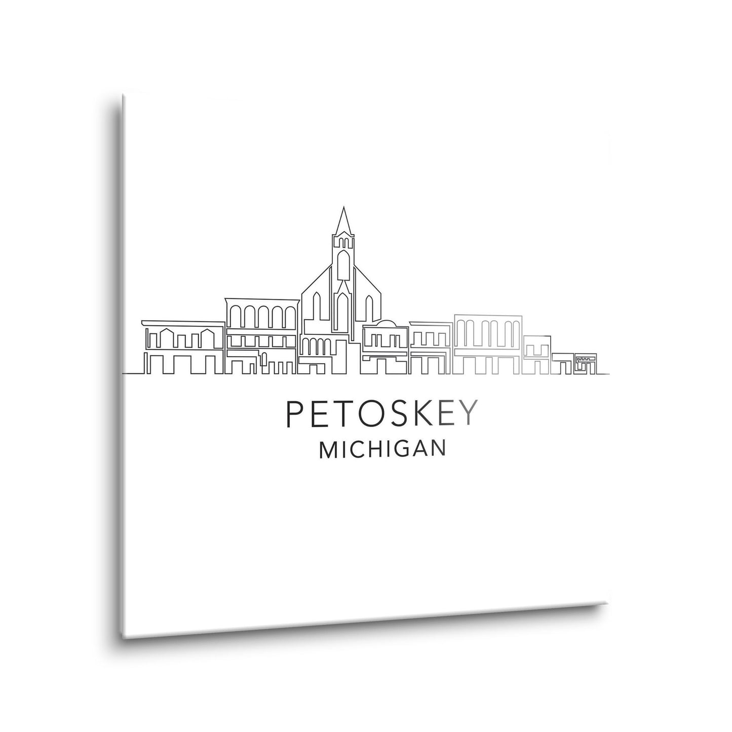 Minimalistic B&W Michigan Petoskey Skyline | Hi-Def Glass Art | Eaches | Min 1