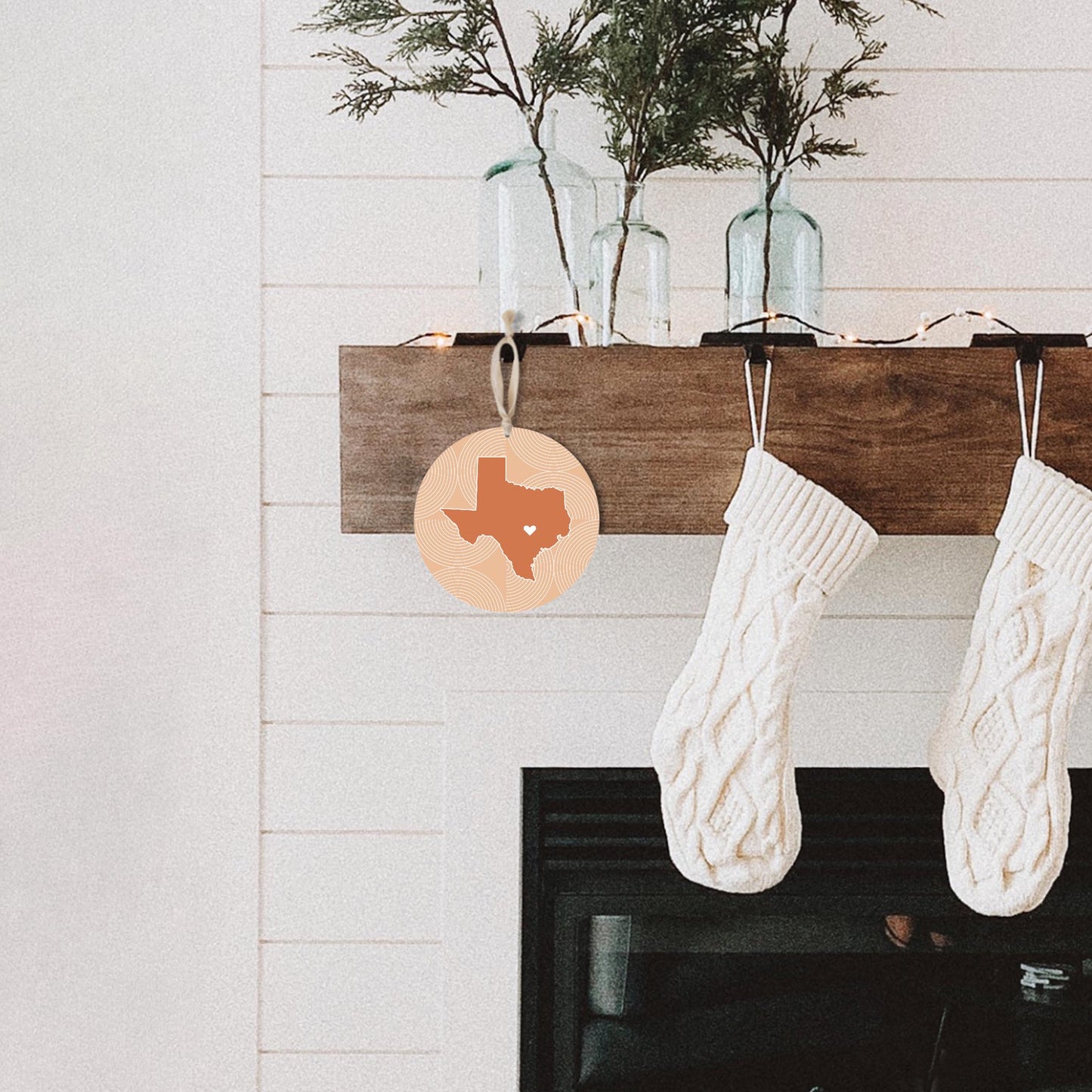 Modern Minimalist Texas Austin Heart| Wood Ornament | Eaches | Min 1