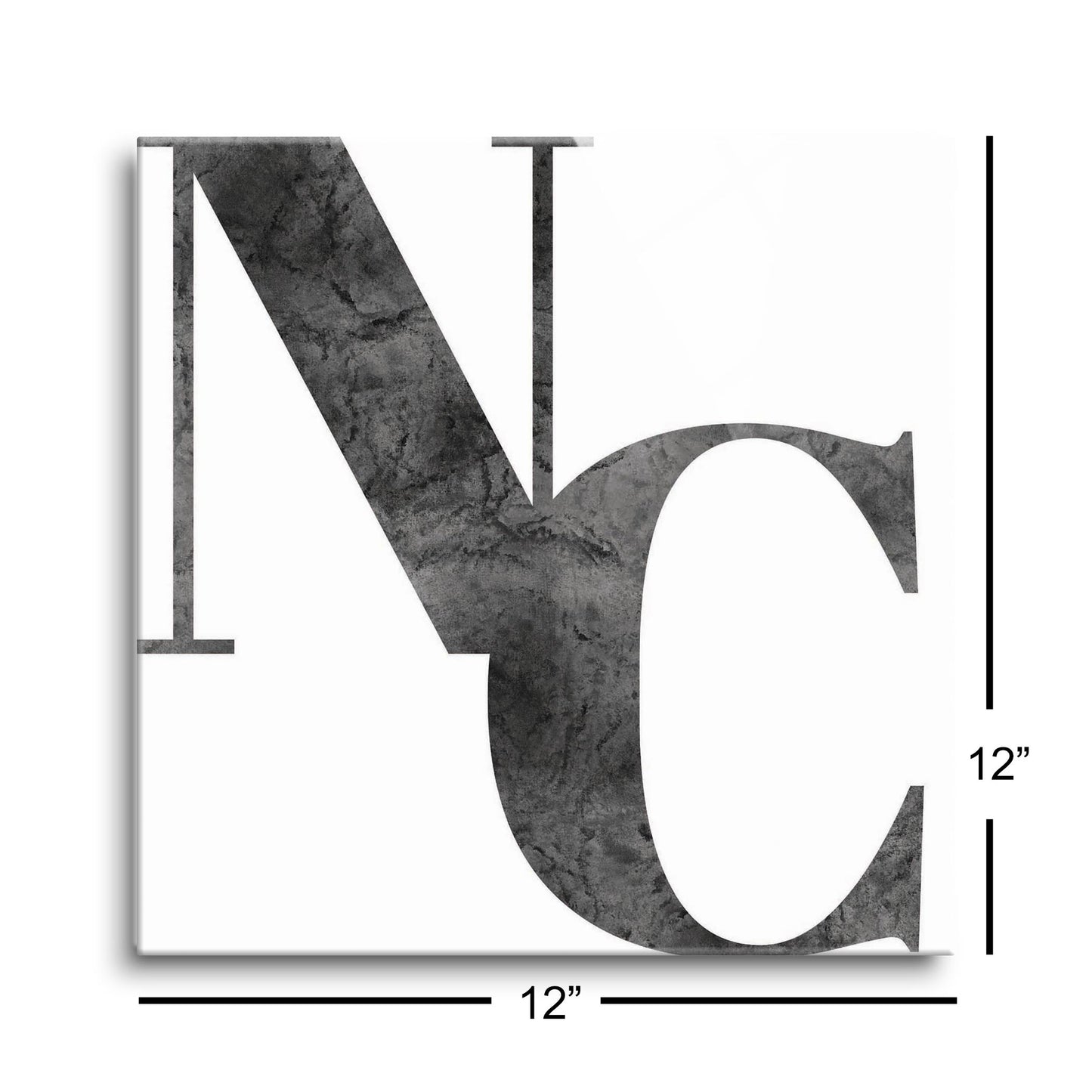 Minimalistic B&W North Carolina White Initials | Hi-Def Glass Art | Eaches | Min 1