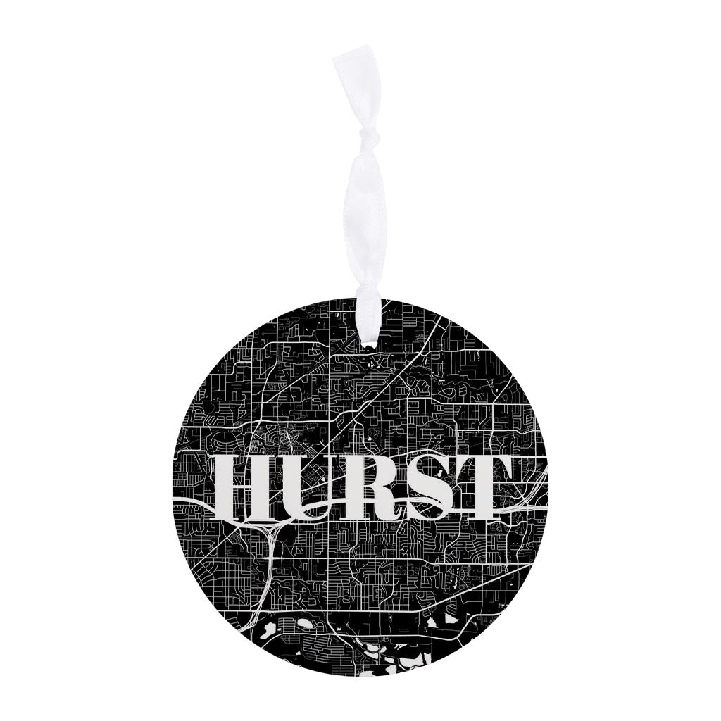 Minimalistic B&W Texas Hurst Map | Wood Ornament | Eaches | Min 6
