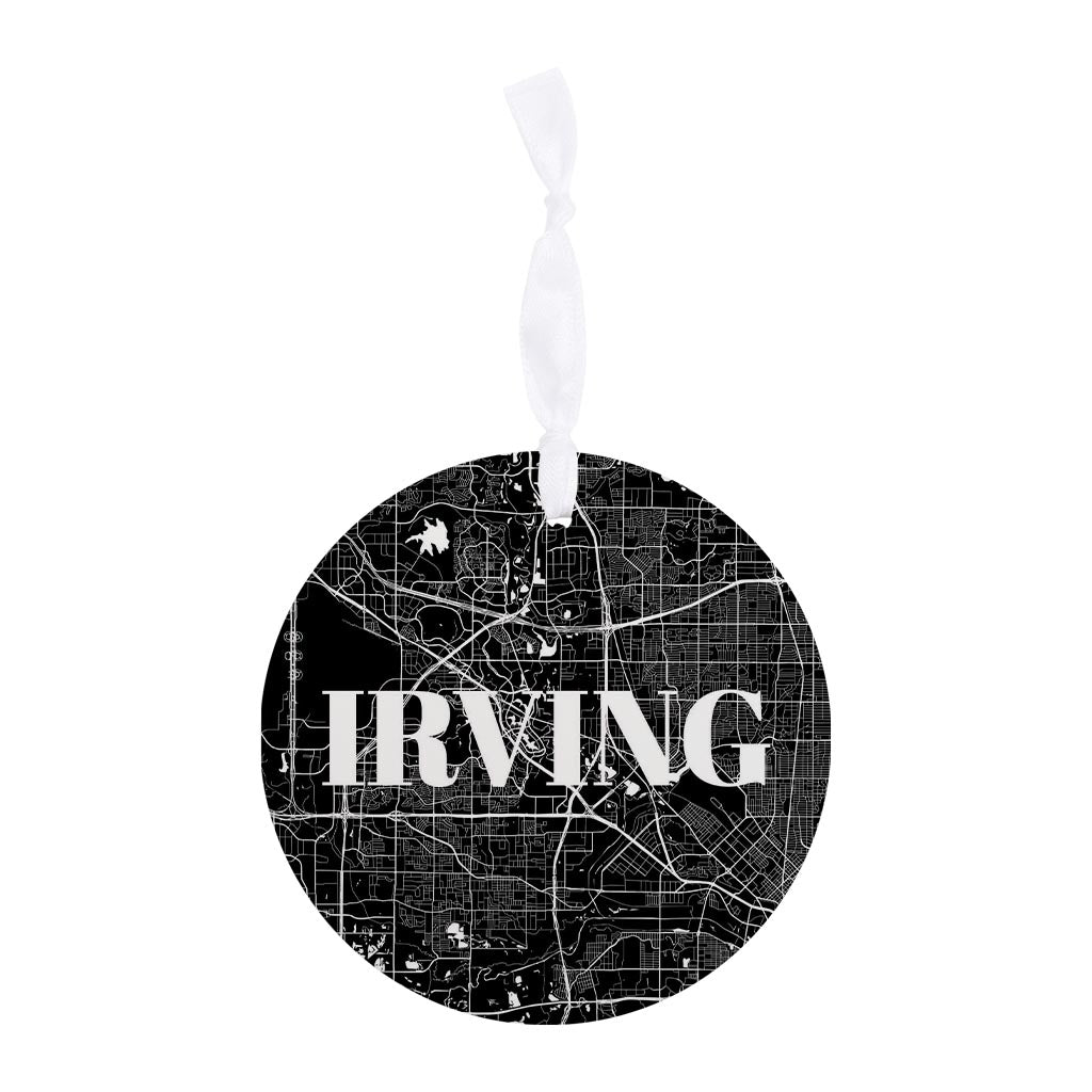 Minimalistic B&W Texas Irving Map | Wood Ornament | Eaches | Min 6
